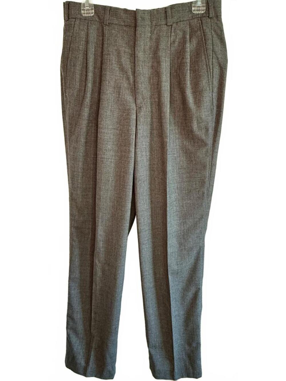Vintage Lands' End Men's 32x34 Gray Wool Pleated Dress Pants Made USA - Picture 2 of 7